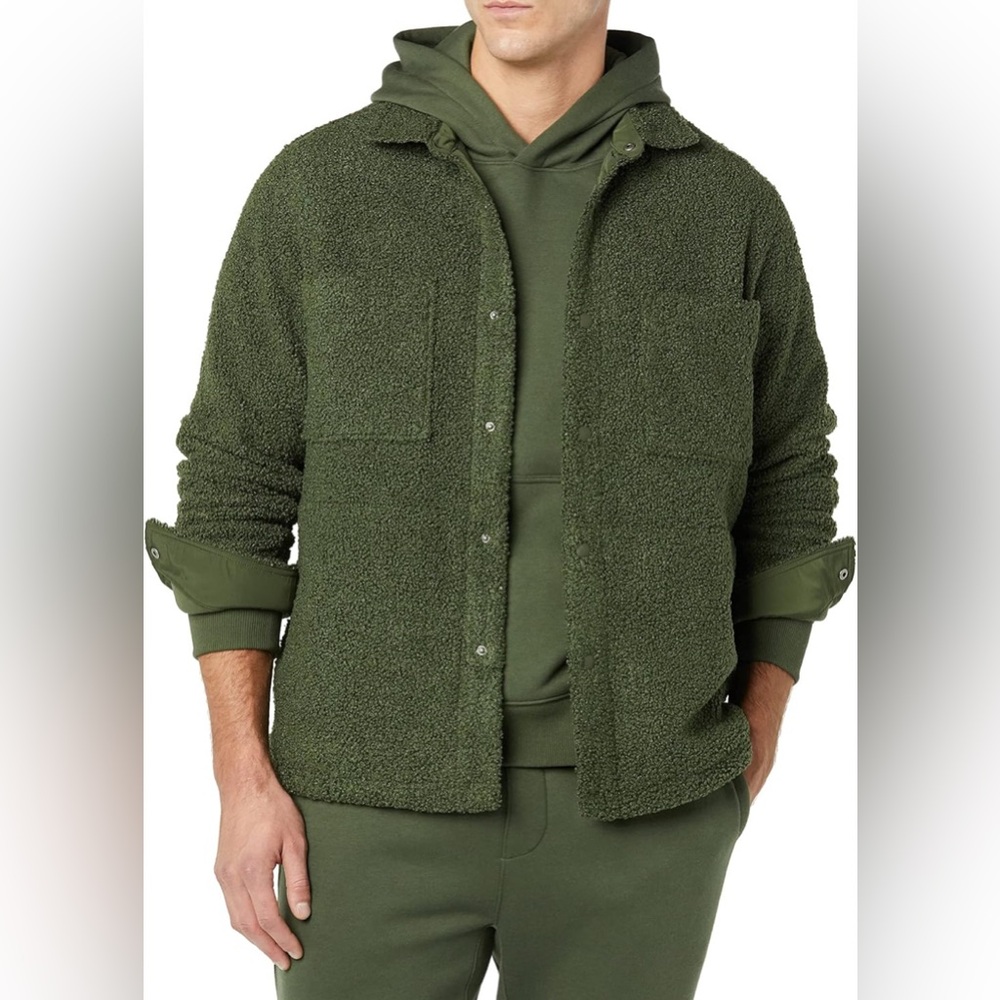 NEW Amazon Essentials Men's Recycled Polyester Sherpa Jacket (Medium) - Picture 2 of 6